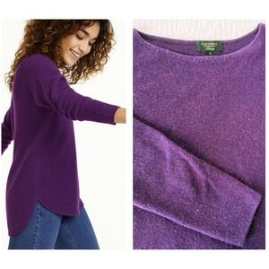 Charter Club Sweater 100% CASHMERE Womens MEDIUM Purple Pullover Long Sleeve‎